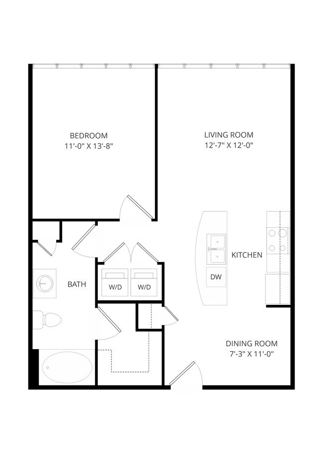 1 Bed • 1 Bath P1-2305 floor plan